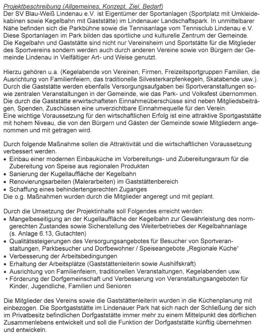Projektbeschreibung der Baumaßnahmen 2017